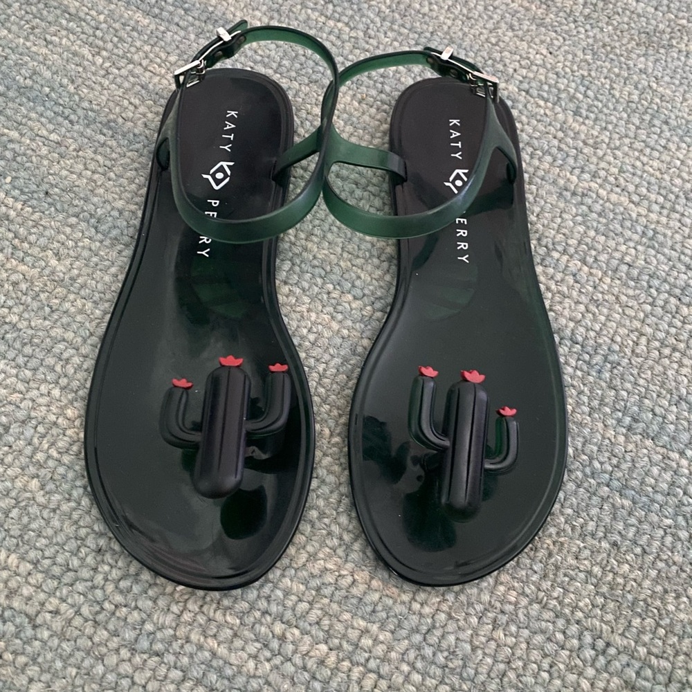 Katy Perry Collections Dark Green Jelly Cactus Ankle-Strap Sandals